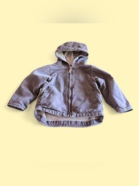 Vintage Berne Sherpa Lined Hooded Canvas Jacket Dark Brown Kids 4T